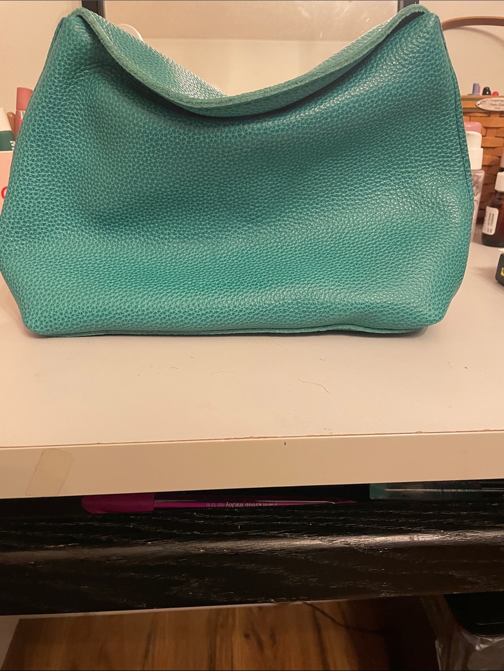Portland Leather Teal Pebbled Leather pouch